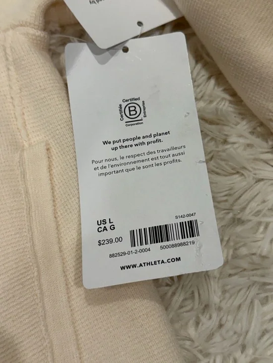 New Athleta Sequoia Sweater Jacket Cardigan Large Magnolia White Cream Full Zip - Picture 11 of 12